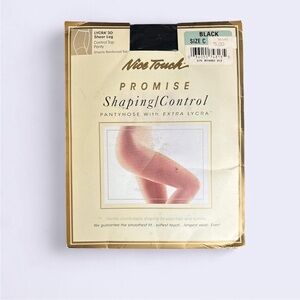 Vintage Nice Touch 'Promise' Control Top Pantyhose - Black - Size C Deadstock